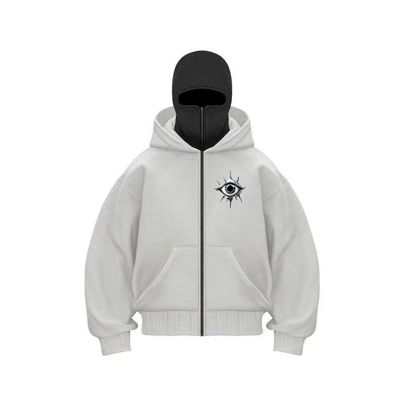 Men's Clothing Trendy Metal Print Hooded Sweatshirt - Eye-Catching Graphic Pullover For Streetwear Lovers | Available In Black, White, Gray & Red_viptrois.com