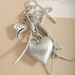 Luxury Silver PU Heart Shape Bow Keychain Charm - Fashionable Bag & Purse Accessory, Perfect Gift For Women & Girls_viptrois.com