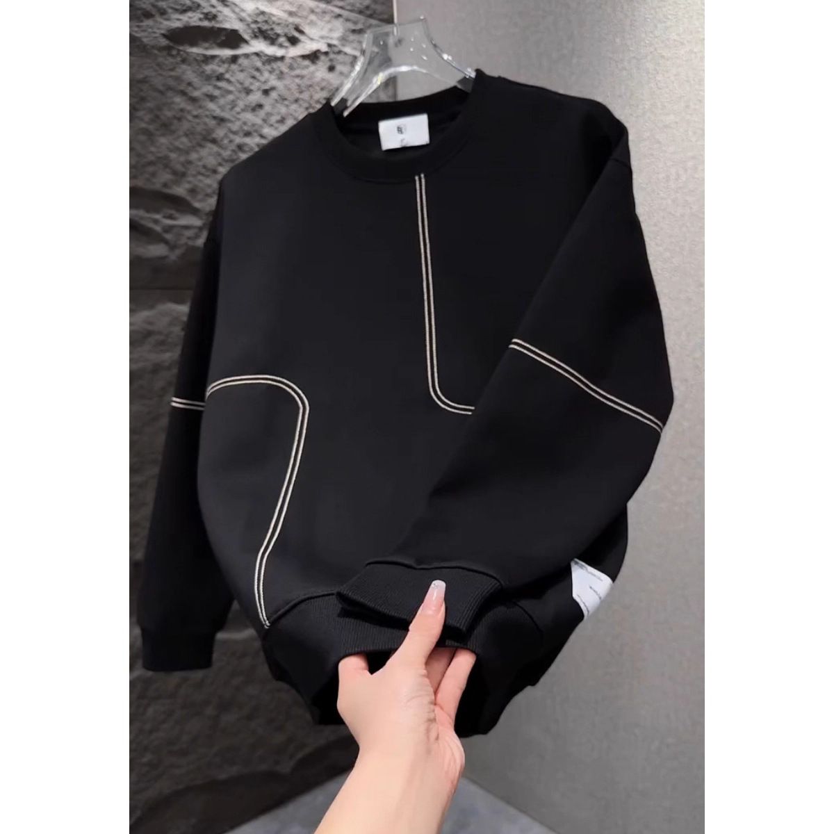 Men's Clothing Men's Casual Long Sleeve Sweatshirt - Loose Fit Polyester Pullover With Plaid Pattern, Comfortable Business & Streetwear For Big & Tall_viptrois.com