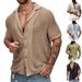 Men's Clothing Casual Shirts Summer Fashion Cool Breathable Men's Cardigan Solid Color Short Sleeved Tops Knitted Men's Shirts_viptrois.com