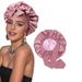 Popular double layer satin nightcap bow ribbon round hat silk beauty hair care hat wide brim hat_viptrois.com