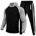 Men's Clothing New Men's Color Matching Plus Velvet Hooded Pullover Loose Trend Men's Raglan Sleeve Sports Sweater Suit_viptrois.com