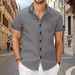 Men's Clothing Foreign Trade Summer New Short Sleeved Men's Shirt Casual Pocket Stitching Contrast Color Top_viptrois.com