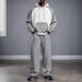 Men's Two-Tone Hooded Sweatshirt Set - Stylish Contrast Color Design For Winter & Spring - Comfortable Polyester Fabric For Casual & Sports_viptrois.com