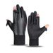 Winter leather warm gloves plus velvet men's non slip open finger windproof water proof touch screen photography cold proof flip gloves_viptrois.com