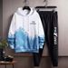 Men's Clothing Hooded Sweater Suit Men's Autumn New Style Trend Tie Dye Gradient Color Printing Men's Jacket Student Long Sleeved Top_viptrois.com