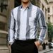 Men's Slim-Fit Striped Long Sleeve Shirt – Wrinkle-Resistant Business Casual With Chest Pocket (M-5XL)_viptrois.com