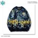 Retro Space Print Sweater – Oversized Unisex Knit Pullover With Cosmic Design (Blue, S/M/L/XL)_viptrois.com