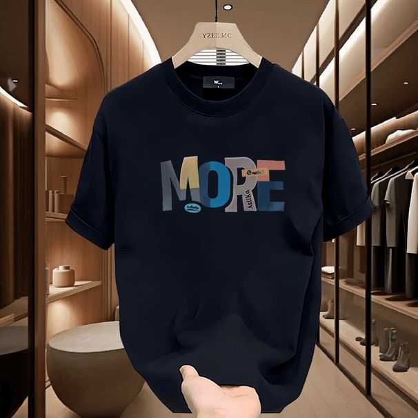 Men's Clothing New Summer Double Yarn Combed Cotton Men's Short Sleeved T Shirt Loose Trendy Brand T Shirt Casual_viptrois.com