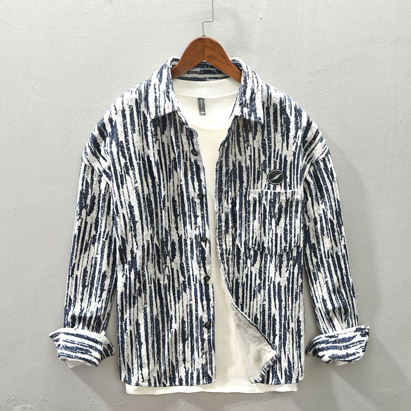 New Autumn And Winter Men's Casual Corduroy Long Sleeved Shirt Jacket_viptrois.com