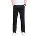 Men's Comfortable Straight Fit Trousers - Breathable Polyester, Stretchable & Wrinkle-Resistant For Business Casual Wear (Black, Khaki, Gray)_viptrois.com