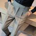 Naples High Waisted Straight Leg Men's Casual Suit Trousers Style Slim Fit Business Wrinkle Free Summer Pants_viptrois.com