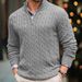 Men's Clothing autumn and winter knitted sweaters for men, slim fit, zippered, half high collar, long sleeved pullover, twisted flower sweater_viptrois.com