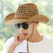 Outdoor Straw For Men Summer Beach Western Cowboy Men's Protection Sun Hat Wide Brim_viptrois.com