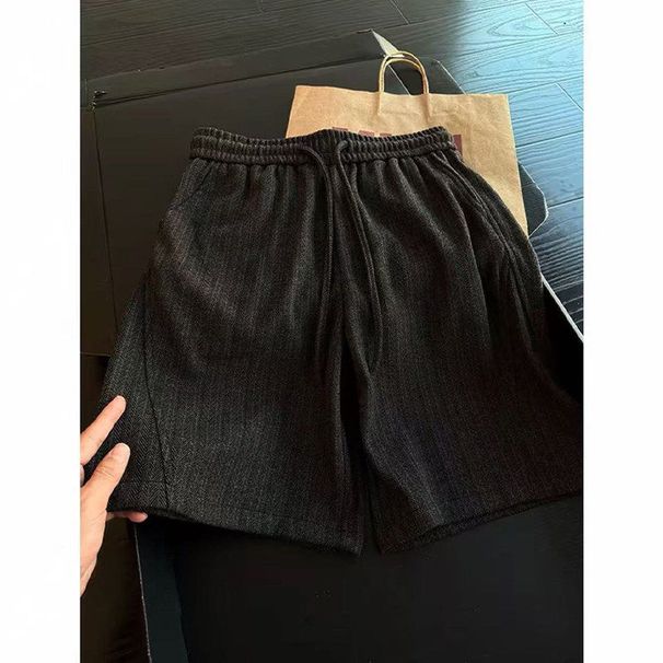 Men's Heavyweight Diagonally Cut Loose Fit Mid-Length Shorts Summer Cleanfit Trendy Lazy Five Point Pants Old Money Style_viptrois.com