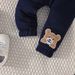 Mother&Kids Children's cartoon letter hat bear embroidered hoodie trousers two-piece set_viptrois.com