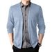 CT Spring And Autumn Fashion Men's Clothing Two-Piece Shirt Collar Knitted New Long Sleeve Slim Fit Casual Cardigan_viptrois.com