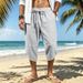 Men's Summer Casual Waffle Sports Capri Shorts Hawaiian Beach Loose Fit_viptrois.com