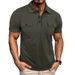 Unbeatable Quality Men's Collar Double Pocket Short Sleeved Outdoor Shirt Top Casual Henry Polo T-shirt_viptrois.com