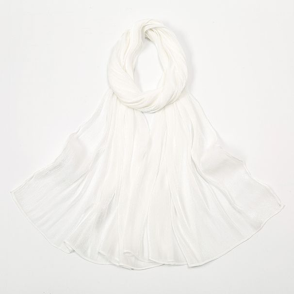 Women's Scarves Cool Breathable Bright Silk Chiffon Island Wrinkled Long Scarf Solid Color Simple Malay Indonesian Ladies Headscarf_viptrois.com