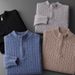 Pure 2022 Autumn Winter New Wool Men's Half Turtleneck Thick Jacquard Zipper Twist Pattern Loose Plus Size Sweater_viptrois.com