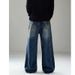 Men's Clothing Retro Deconstructed Distressed Ink Straight Jeans_viptrois.com