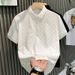 Summer New Style Men's Short Sleeve T-Shirt Fashionable Light Luxury Jacquard Casual Slim Fit Turn Down Collar Base Layer Top_viptrois.com