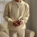 Autumn And Winter Henry Collar Knitted Sweater Men's Solid Color Lapel Jacket_viptrois.com