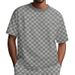 Summer Men's Checkerboard Loose Drop Shoulder Round Neck Simple Casual Sports Short Sleeve T-Shirt_viptrois.com