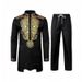 Men's Clothing Men's Ethnic Style Muslim Robe Hot Stamping Long Sleeve Trousers Casual Suit_viptrois.com