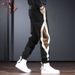 Men's Trendy Striped Floral Patchwork Jogger Pants Loose Stretch Casual Autumn Workwear_viptrois.com