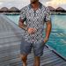 Men's Clothing Summer New Digital Printing Zipper Short Sleeved Shorts Outdoor Men's Casual Suit_viptrois.com