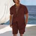 Men's Clothing European And American Cross Border Short Sleeved Cuban Collar Shirt Men's Summer Thin Suit Casual Sportswear Summer Shorts Shirt_viptrois.com