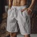 Men's Clothing Cotton And Linen Shorts With Elastic Waist Beach Shorts Casual Sports Men_viptrois.com