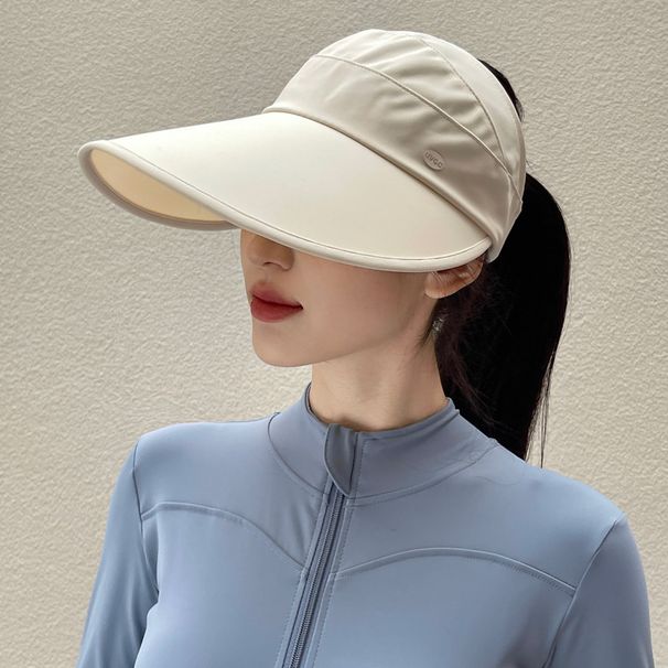 Spring Summer High Ponytail Mid Air Top With Small Face And Large Brim, Cool Feeling, Ice Silk Outdoor Sun Hat_viptrois.com