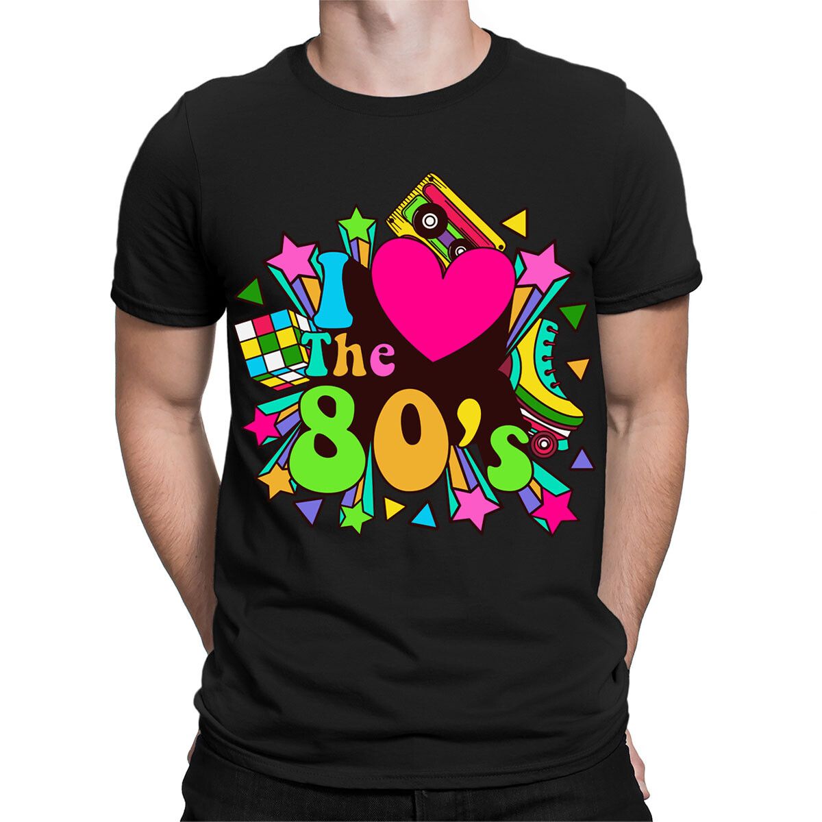 I Love The 80s Fancy Dress Globe Party Neon Festival Mens Womens 100% Cotton T-shirt Mens Tees Tops#TA-194_viptrois.com