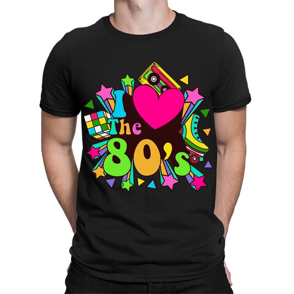 I Love The 80s Fancy Dress Globe Party Neon Festival Mens Womens 100% Cotton T-shirt Mens Tees Tops#TA-194_viptrois.com
