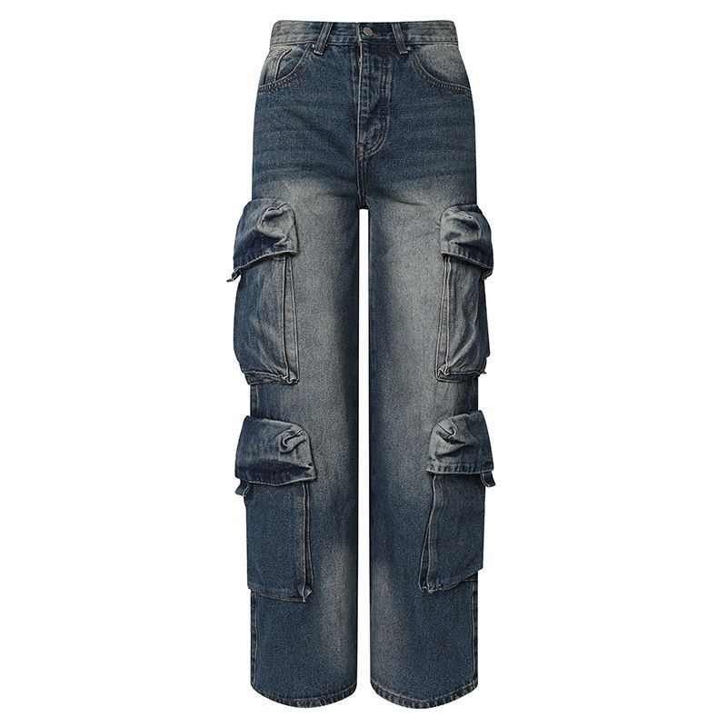 Men's Clothing Washed And Distressed Trendy Overalls Bell Bottoms Jeans_viptrois.com