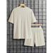 Men's Clothing Casual Texture Loose Summer Vacation Suit Short Sleeved American Style_viptrois.com
