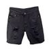 Men's Clothing Summer Black Ripped Denim Shorts Slim Elastic Five Point Breeches Trendy All Match Mid Length Pants_viptrois.com