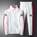 Men's Korean Style Stand Collar Jacket & Loose Trousers Set – Breathable Cotton (M-5XL, Black/Grey/White)_viptrois.com