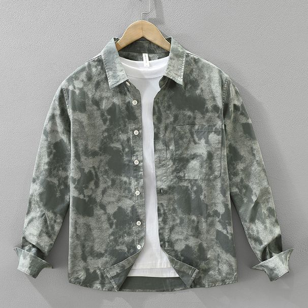 Trendy Tie Dye Long Sleeved Shirt For Men, Fashionable And Versatile, Artistic And Casual Loose Top_viptrois.com