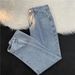 Men's Washed Blue Straight Leg Cropped Jeans Relaxed Fit Casual Ankle-Length Trousers Lightweight Nylon Blend_viptrois.com