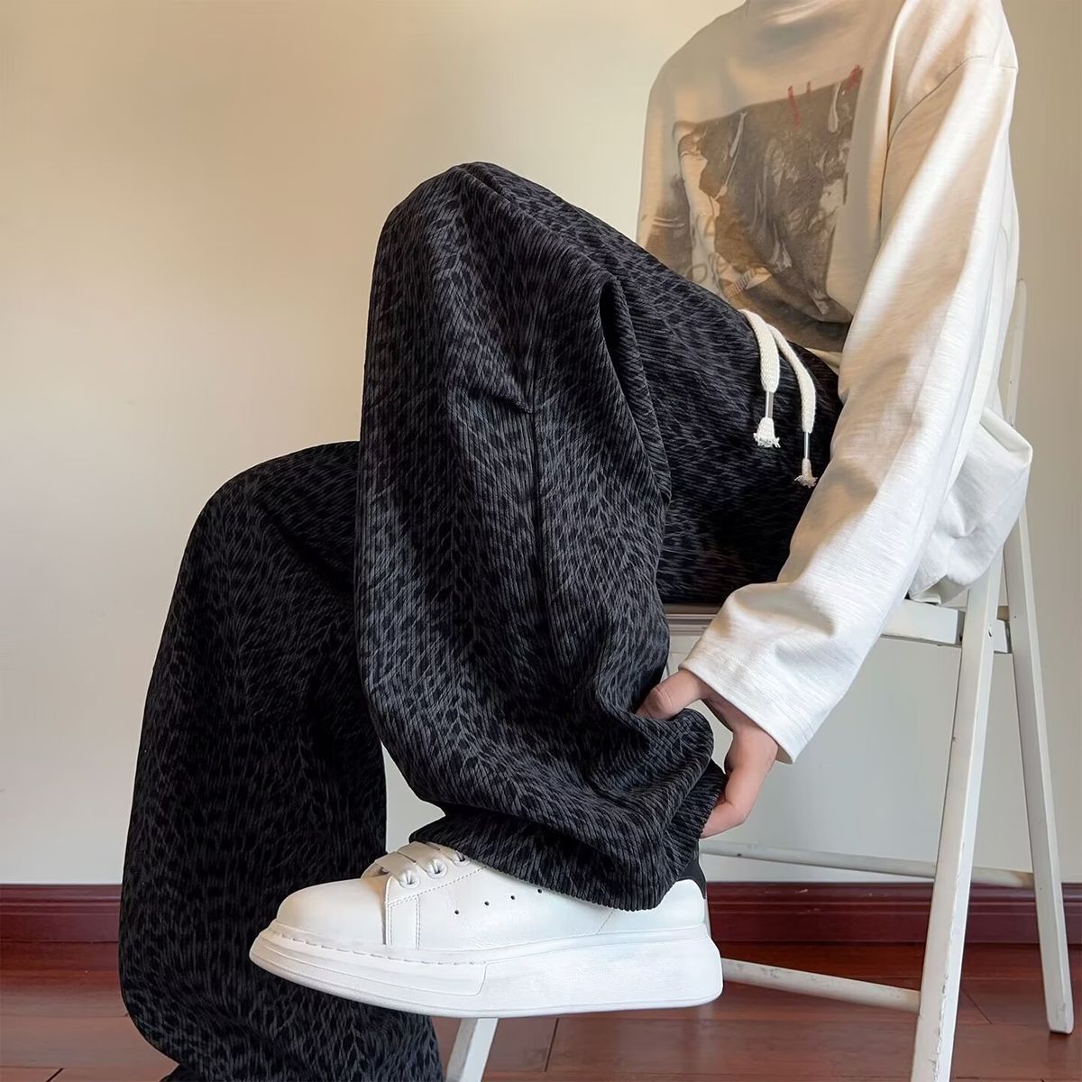 Men's Style Tie Dye Paratrooper Pants Straight Leg Cargo Loose Wide Leg Casual Trendy Autumn Arrival_viptrois.com