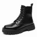 Long Martin Boots Men's Style Black High-top Leather Shoes Locomotive Boots Boys Leather Boots_viptrois.com
