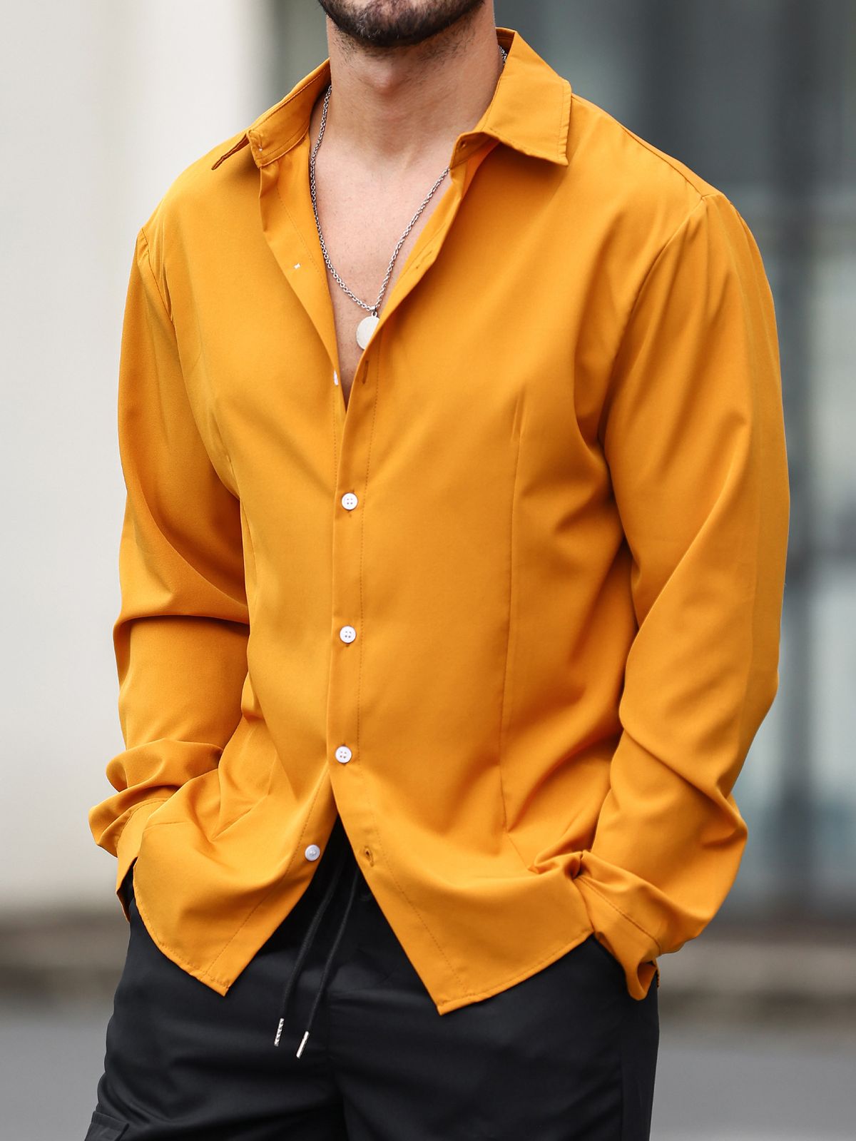 Men’s Clothing Non Iron Men's Long Sleeved Shirt Mercerized Vertical Sense Size Men's Clothing Lining_viptrois.com