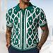 Men's Clothing Jacquard Knitted Short Sleeved Cardigan_viptrois.com