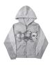 European And American Retro Design Three-Stripe Print Hoodie Trendy Street Zipper Loose Slim Fit Unisex Sweatshirt_viptrois.com