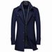 Men's Wool Wool Trench Coat Scarf Collar Mid Length Wool Coat Jacket_viptrois.com