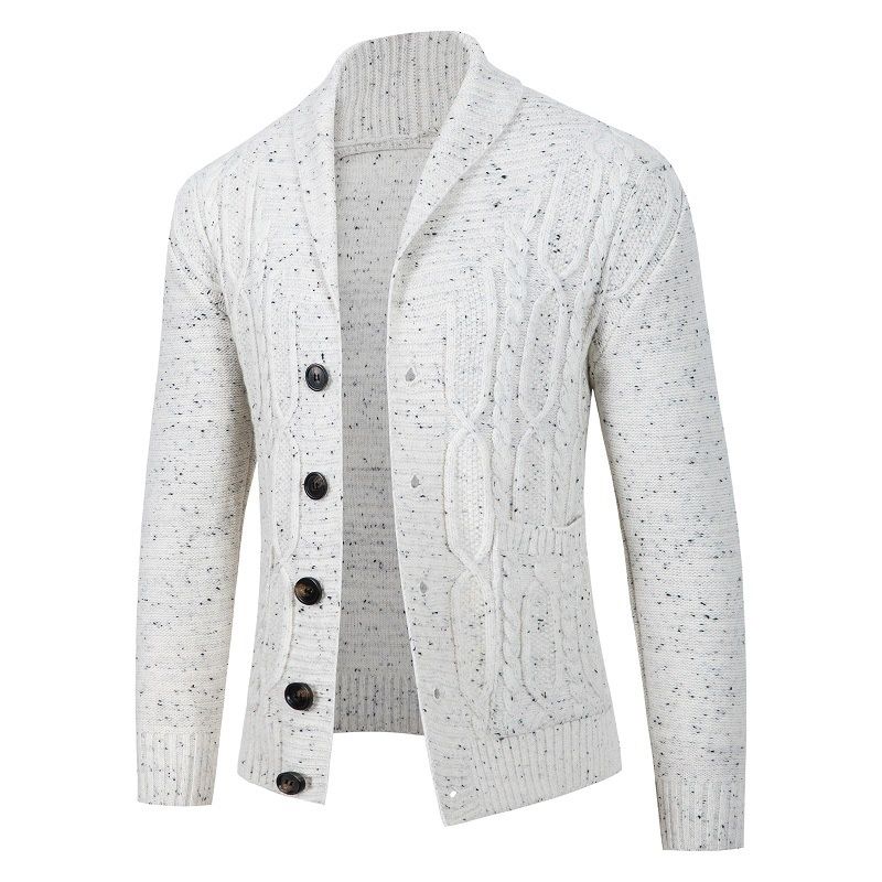 Loom Foreign Trade Cross-Border Autumn Winter New Fashion Cardigan European American Simple Solid Color Men's Sweater_viptrois.com